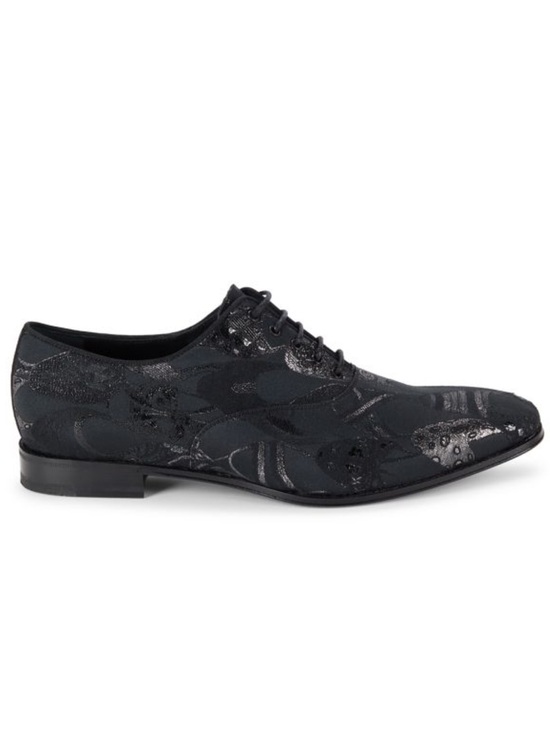 Salvatore Ferragamo belshaw sz 7.5 metallic print Men\'s Black  Lace-Up Dress